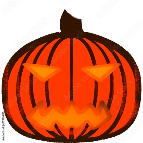 Red Pimpkin Scary Devil Face Halloween Illustration