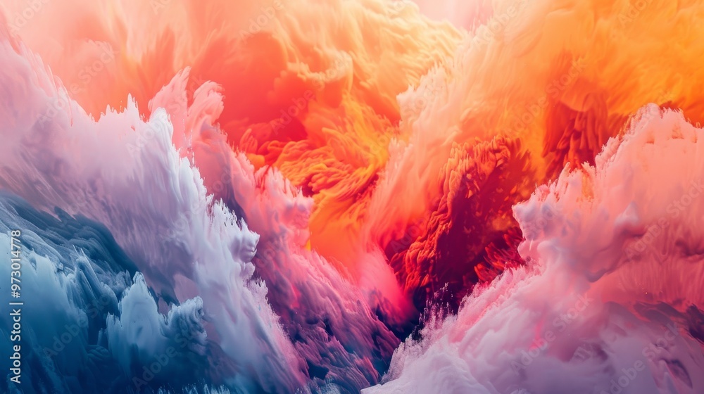 Fototapeta premium Craft a mesmerizing eye-level composition with a background of abstract colors merging seamlessly, evoking a dreamy and surreal atmosphere in digital art