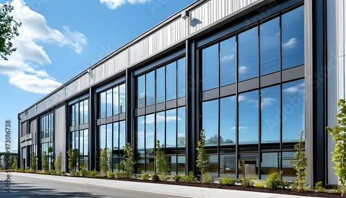 modern commercial storage facility featuring expansive tall windows