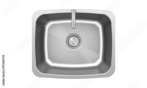 Modern stainless Kitchen Sink isolated on transparent background