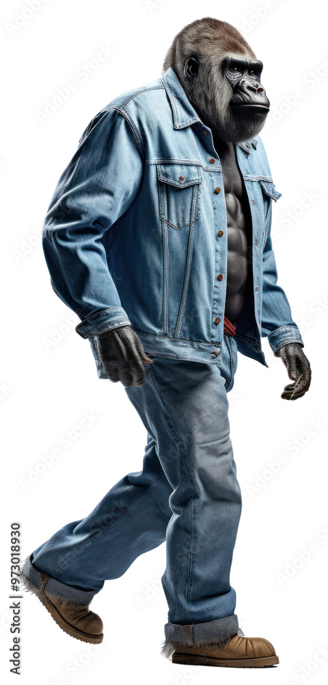 PNG Gorilla mammal animal denim.