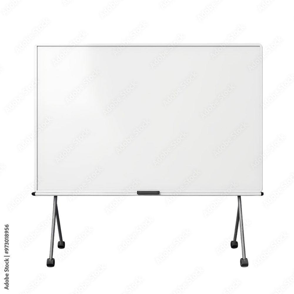 Empty Freestanding Whiteboard on Adjustable Stand for Presentations. Empty Freestanding Whiteboard on Adjustable Stand for Presentations.