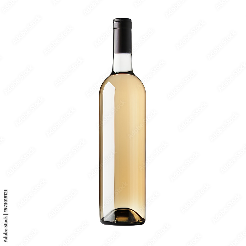 Elegant Glass Bottle of Light-Colored Wine with Cork Closure Elegant Glass Bottle of Light-Colored Wine with Cork Closure