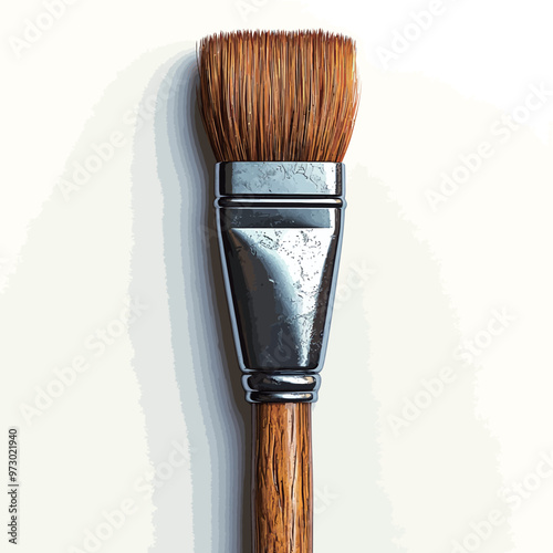 Paint brush isolated on white background. 3D illustration. Studio shot.