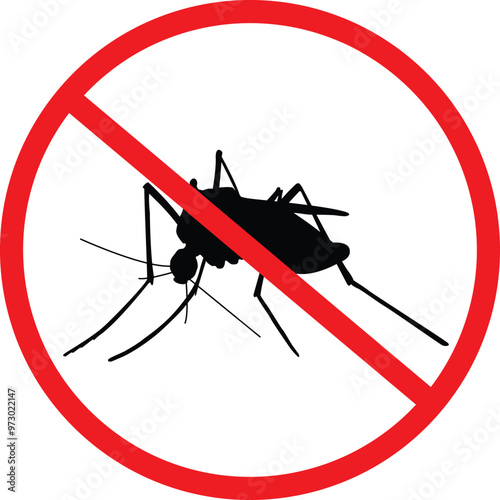 No Mosquito icon, Not allowed insects icon, home insect, malaria awareness, stop mosquito icon, Red prohibition sign, Prevent mosquito bites