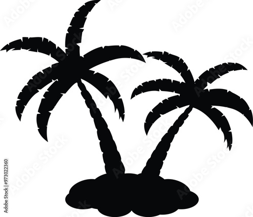 Coconut Tree icon, palm tree icon, set of tree of coconut, Black Palm Trees