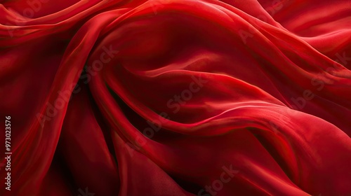 A close-up of red fabric in motion, with dynamic folds and waves creating a sense of movement.