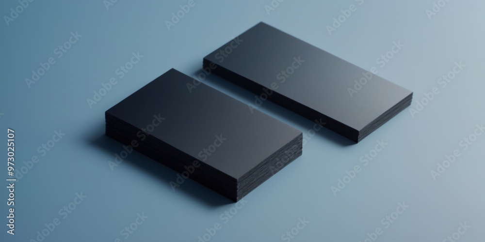 Professional Black Business Cards on Blue Background with Glossy Professional Black Business Cards on Blue Background with Glossy