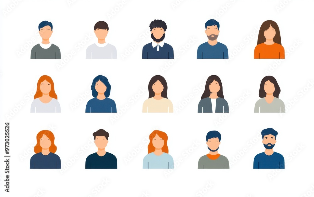 Set of icons depicting people in groups, a illustration in a flat design and simple style, set against a white background with blue and gray colors Generative AI Set of icons depicting people in groups, a illustration in a flat design and simple style, set against a white background with blue and gray colors Generative AI