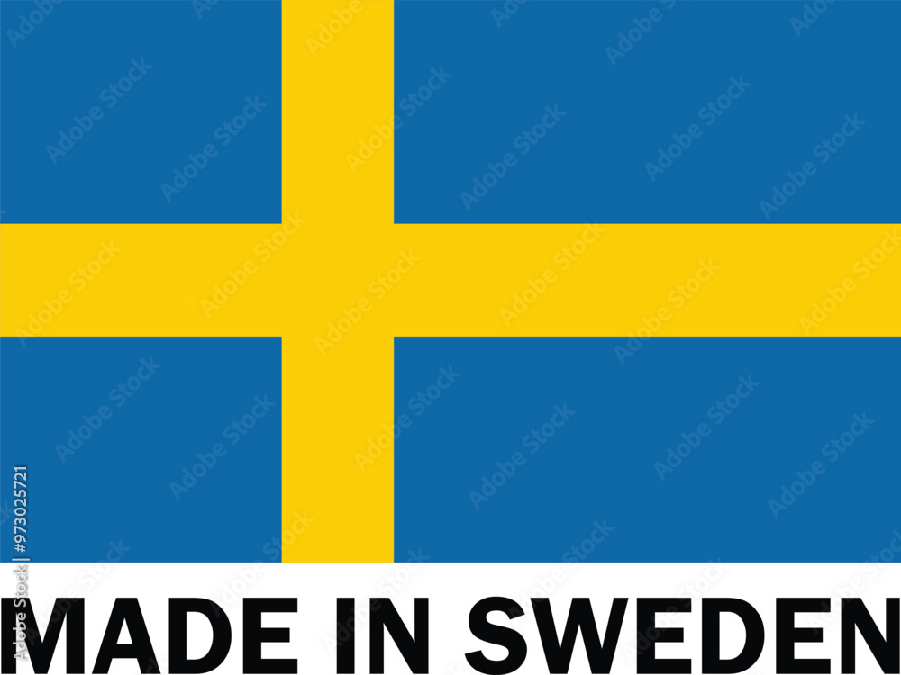 Obraz premium Made in Sweden, Make in Sweden, Manufacture sign, product icon, Make in Sweden icon, Made in Sweden with Flag