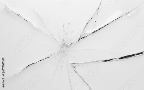 Shattered glass window close-up with chaotic pattern and jagged