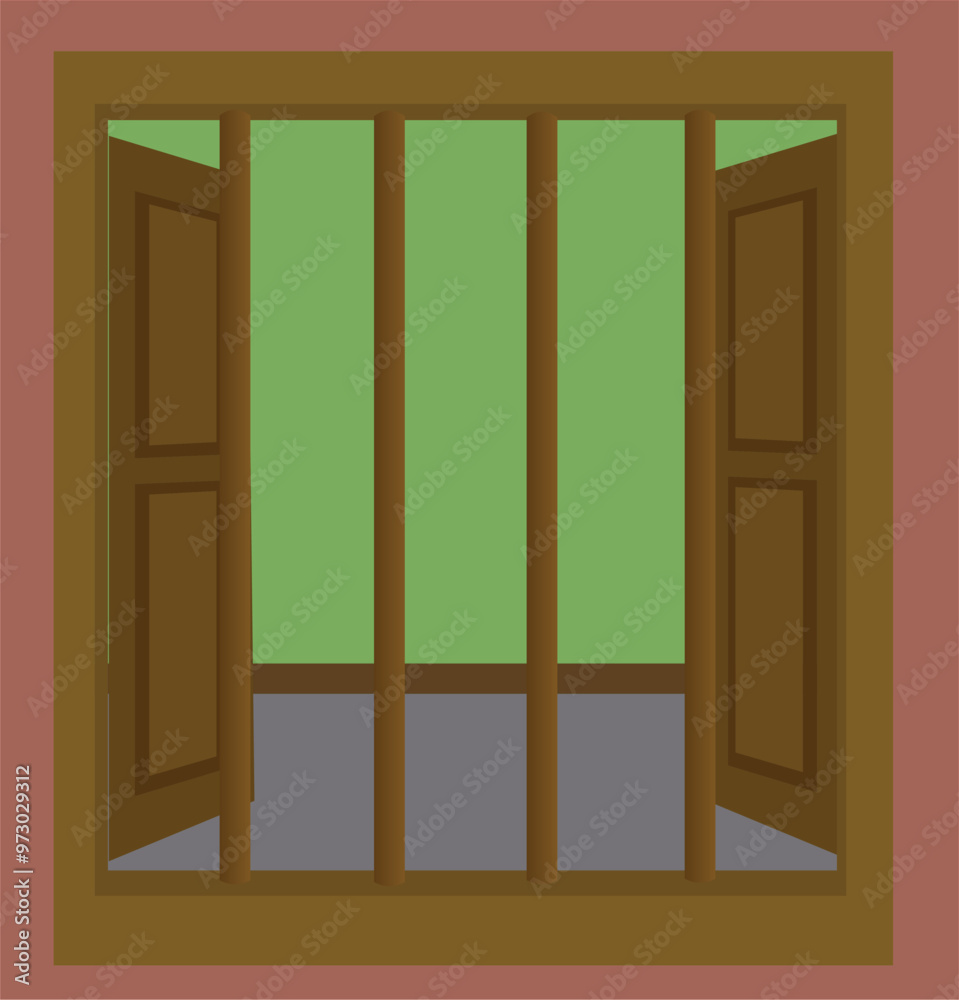 Asian village open window vector illustration isolated on white background for cartoon animation 2d flat icon Asian village open window vector illustration isolated on white background for cartoon animation 2d flat icon
