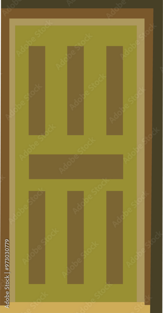 modern simple wooden closed door with door frame vector illustration. Door icon 2d flat design isolated on white background for cartoon animation modern simple wooden closed door with door frame vector illustration. Door icon 2d flat design isolated on white background for cartoon animation