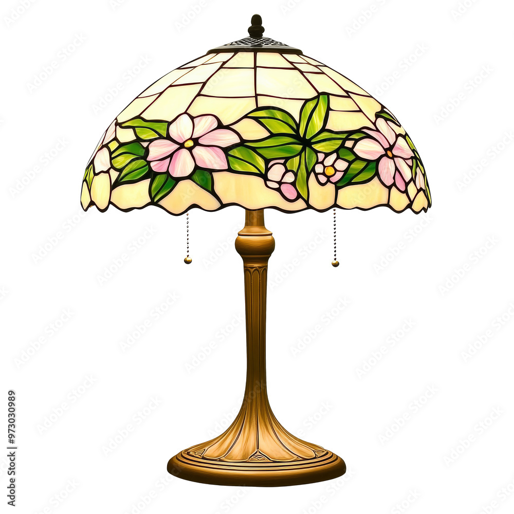 Tiffany style floral lamp on display isolated transparent Tiffany style floral lamp on display isolated transparent