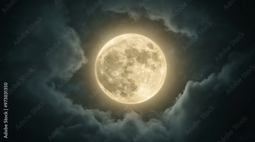 Full moon shining on cloudy Night sky background. Full moon shining on cloudy Night sky background.