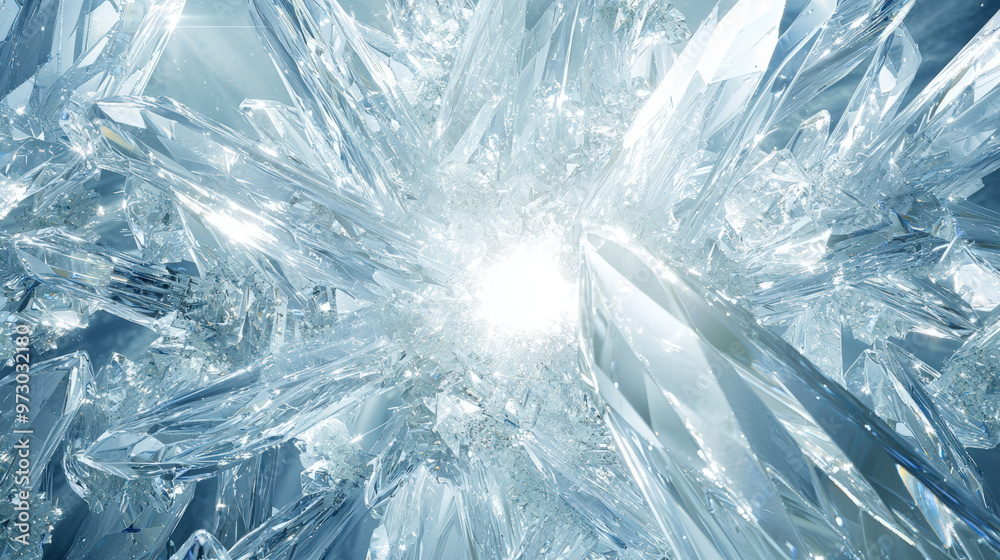 Radiating crystal like structures emerge from luminous center, creating mesmerizing visual effect. intricate details and sparkling facets evoke sense of wonder and beauty Radiating crystal like structures emerge from luminous center, creating mesmerizing visual effect. intricate details and sparkling facets evoke sense of wonder and beauty