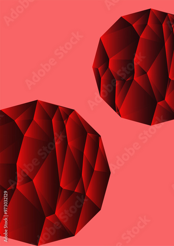 A4 size Modern abstract  book cover, flyer and poster backgrounds. geometric design with emerald crystals on a teal background, perfect for contemporary art.