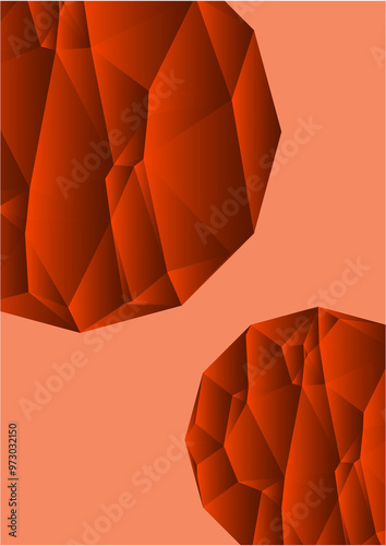 A4 size Modern abstract  book cover, flyer and poster backgrounds. geometric design with emerald crystals on a teal background, perfect for contemporary art.