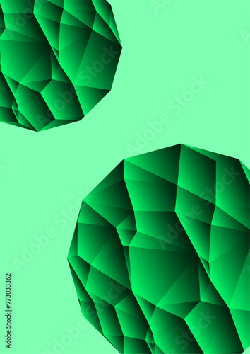 A4 size Modern abstract  book cover, flyer and poster backgrounds. geometric design with emerald crystals on a teal background, perfect for contemporary art.