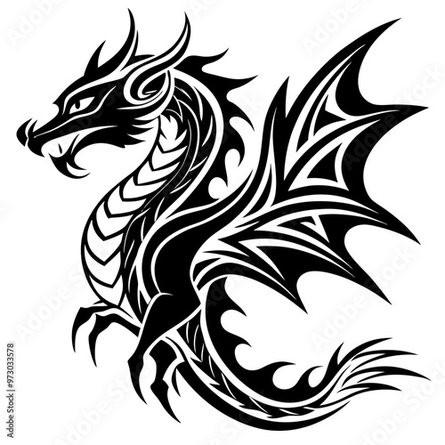 dragon tattoo vector.dragon vector. Silhouette.fire spitting dragon silhouette vector illustration Dragon SVG Bundle . 
Tribal Dragon Tattoo Designs . Chinese Dragon Clipart . Mythical Beast Vector .