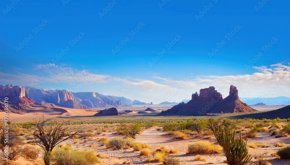 Fototapeta premium Artistic concept of painting a beautiful landscape of wild desert nature, background