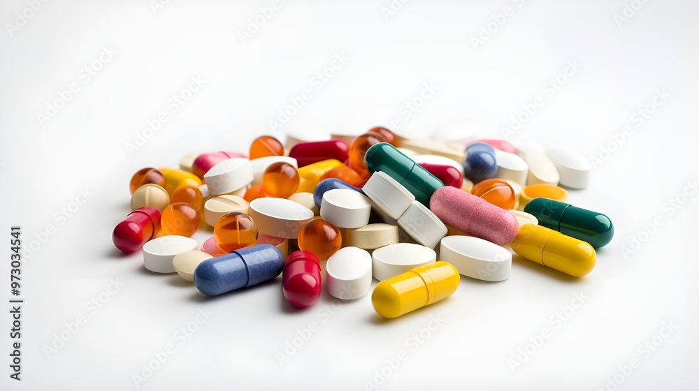pills on white background