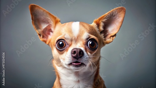 Surprised chihuahua with big eyes on background