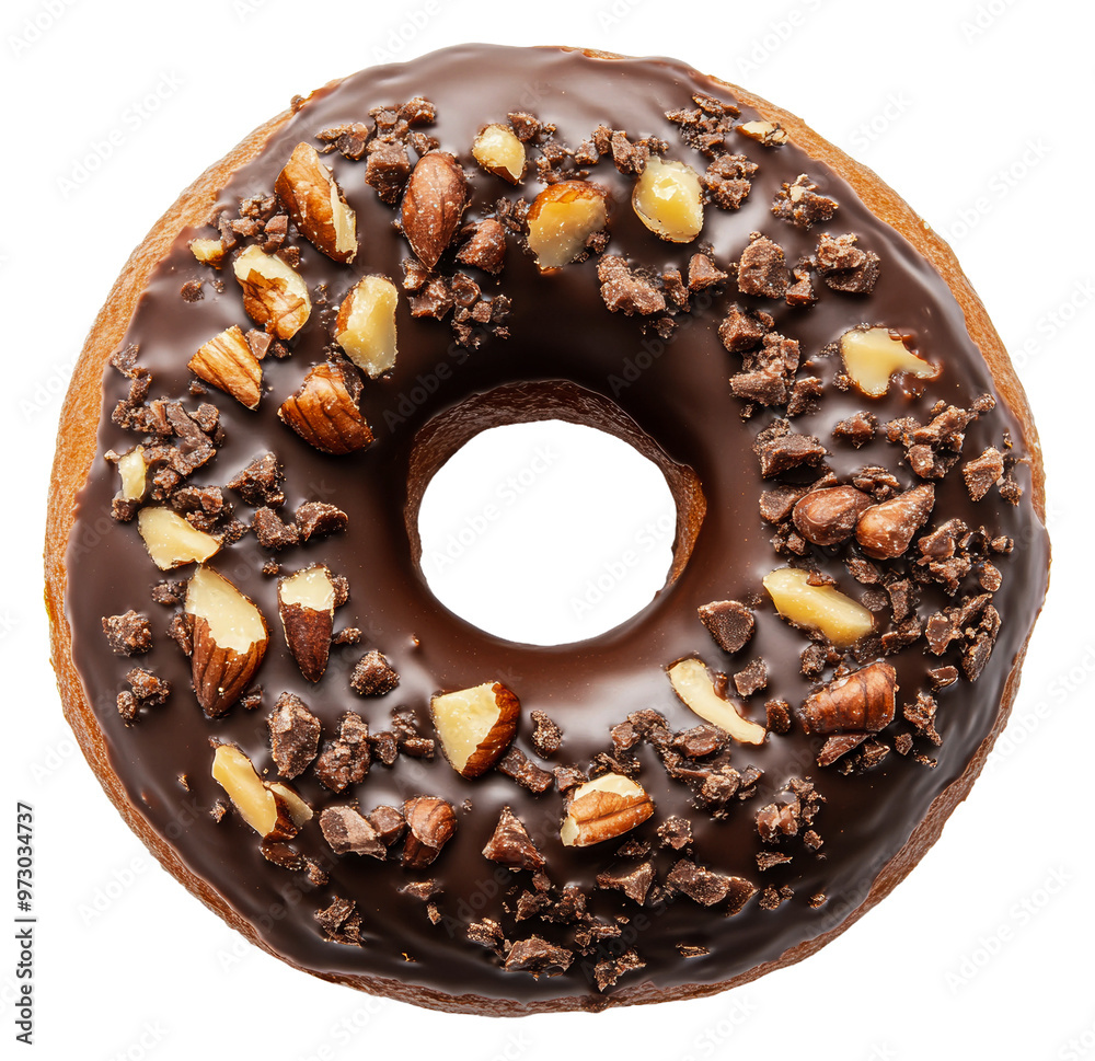PNG Nutty chocolate-topped donut PNG Nutty chocolate-topped donut