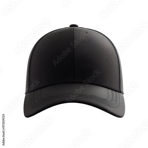 Structured black cap on display isolated transparent photo