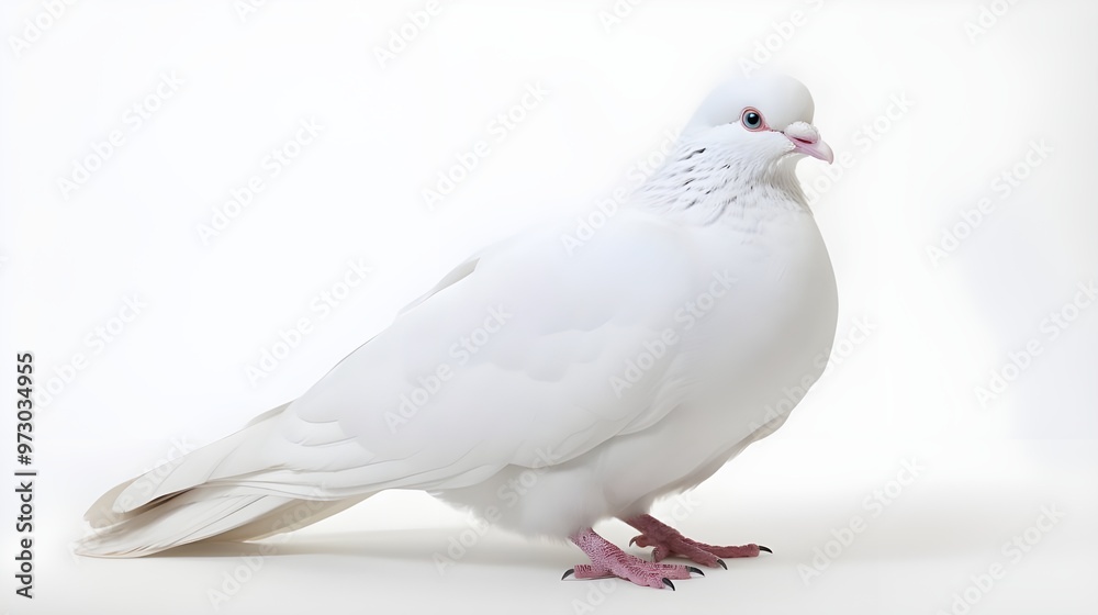 White pigeon isolated on white background. White pigeon isolated on white background.