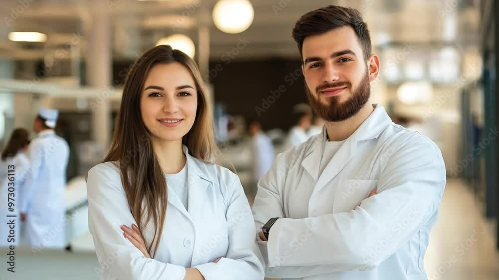 Young Healthcare Professionals Smiling Confidently in a Modern Clinic Generative AI Young Healthcare Professionals Smiling Confidently in a Modern Clinic Generative AI