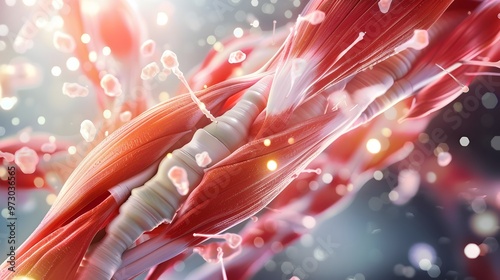 of Skeletal Muscle Dystrophy with Healthy and Weakened Fibers photo