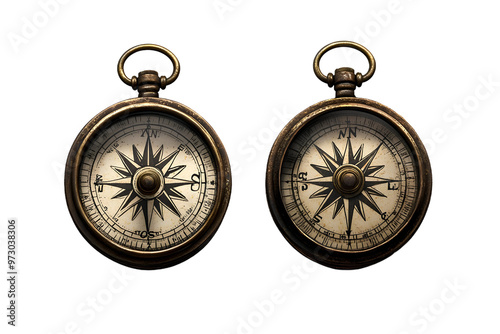 Deux boussoles sur fond transparent PNG