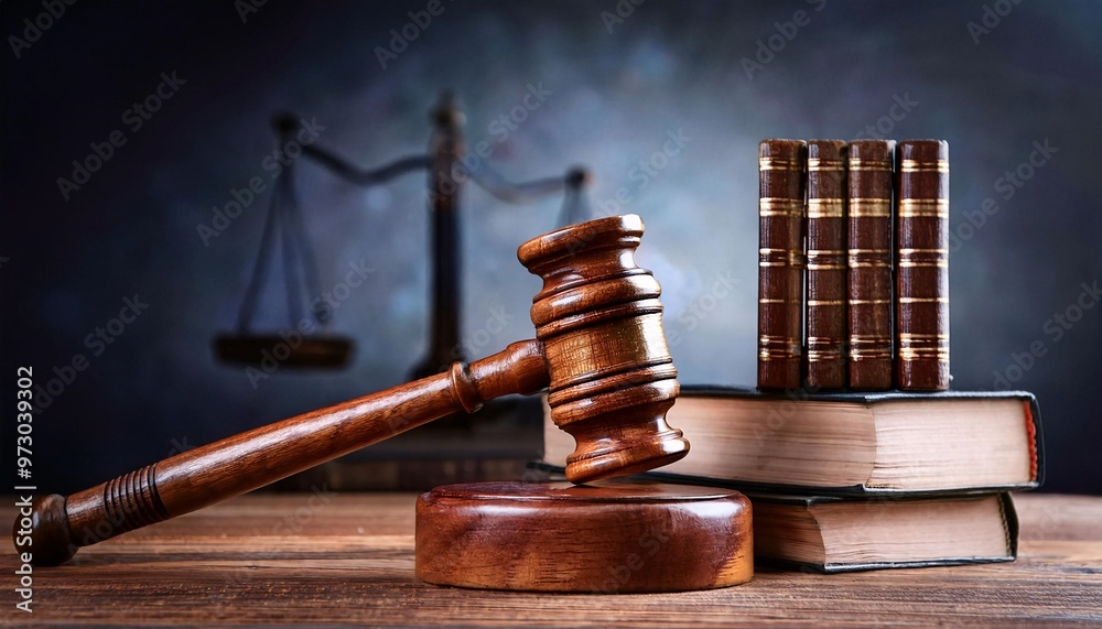 Wooden judge gavel and law books. Wooden judge gavel and law books.
