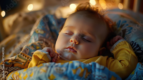 baby is sleeping in the cot 