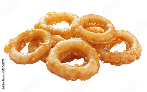 Calamari rings isolated on white or transparent background