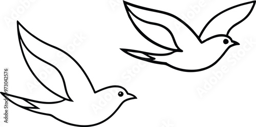Joyful Birds Gliding Above in a Playful Sky Illustration
