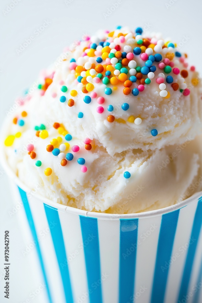 ice cream cup with colorful sprinkles 