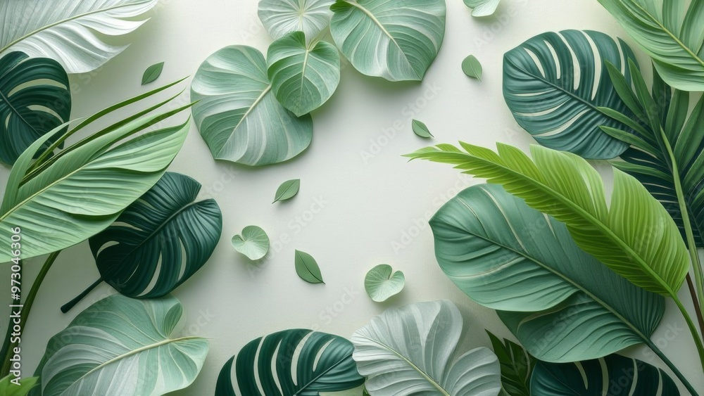 3D monstera leaves, 3D embossed for interior 3D monstera leaves, 3D embossed for interior