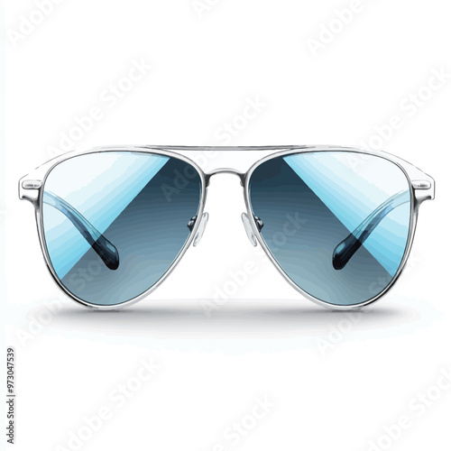 Sunglasses with blue glass isolated on white background. 3d render