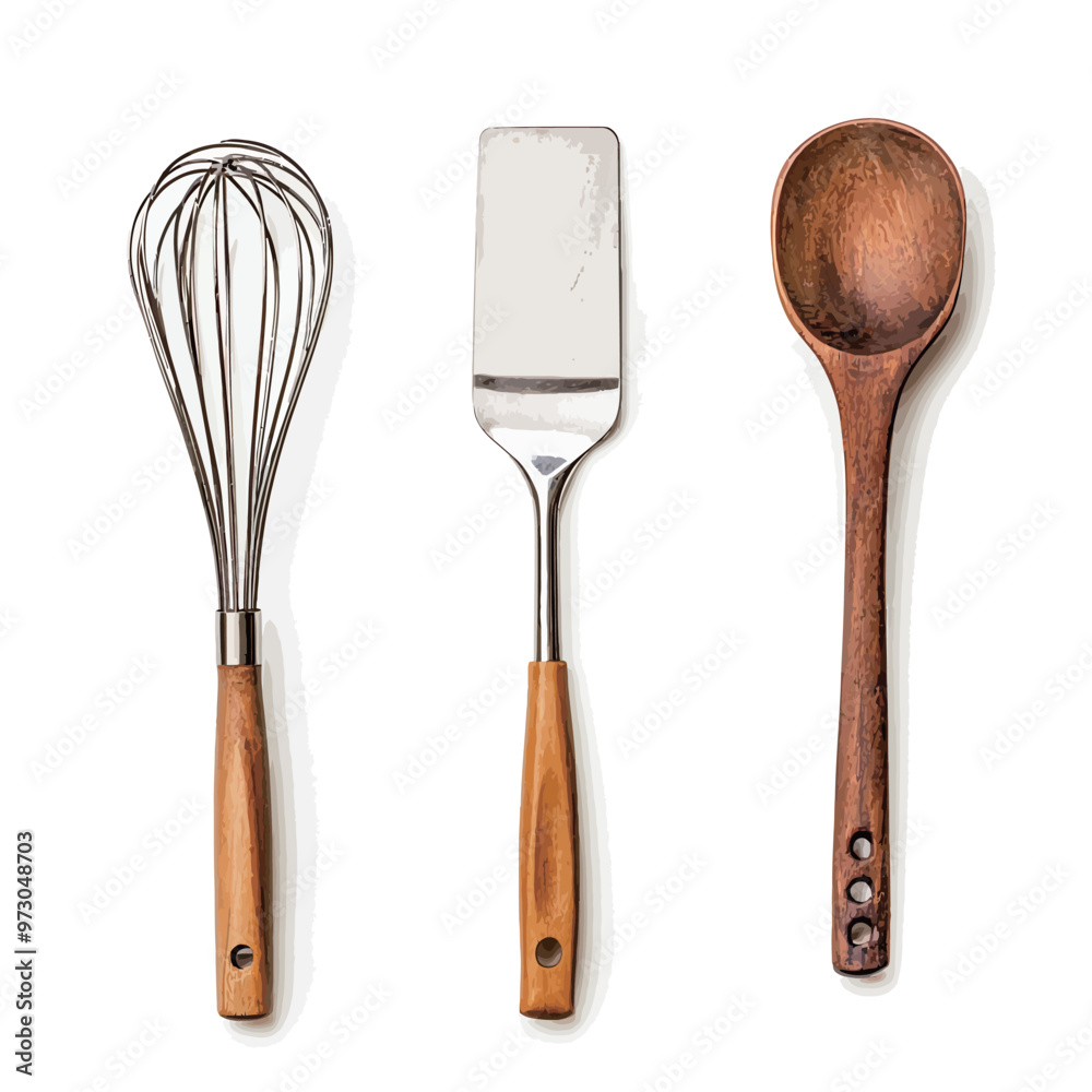 Kitchen utensils isolated on a white background. Top view. Kitchen utensils isolated on a white background. Top view.