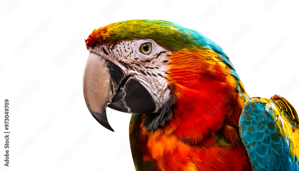 Fototapeta premium Studio portrait of a macaw parrot isolated on white background