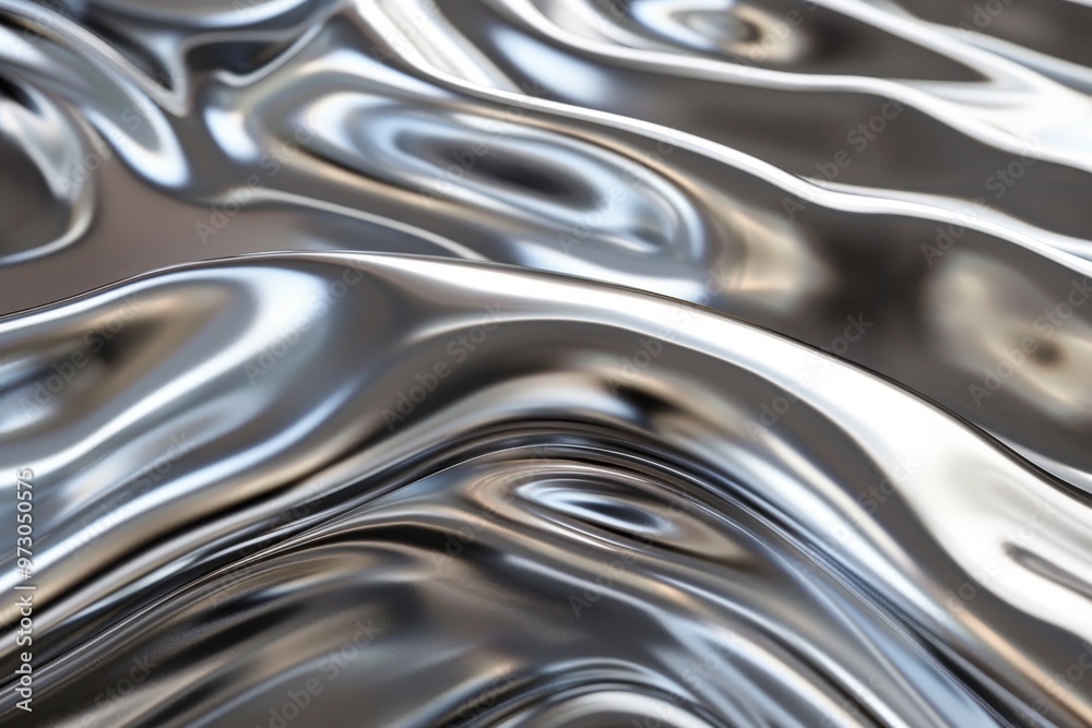 The surface displays undulating waves of metallic liquid that reflects light, creating a captivating visual effect during the daytime. The surface displays undulating waves of metallic liquid that reflects light, creating a captivating visual effect during the daytime.