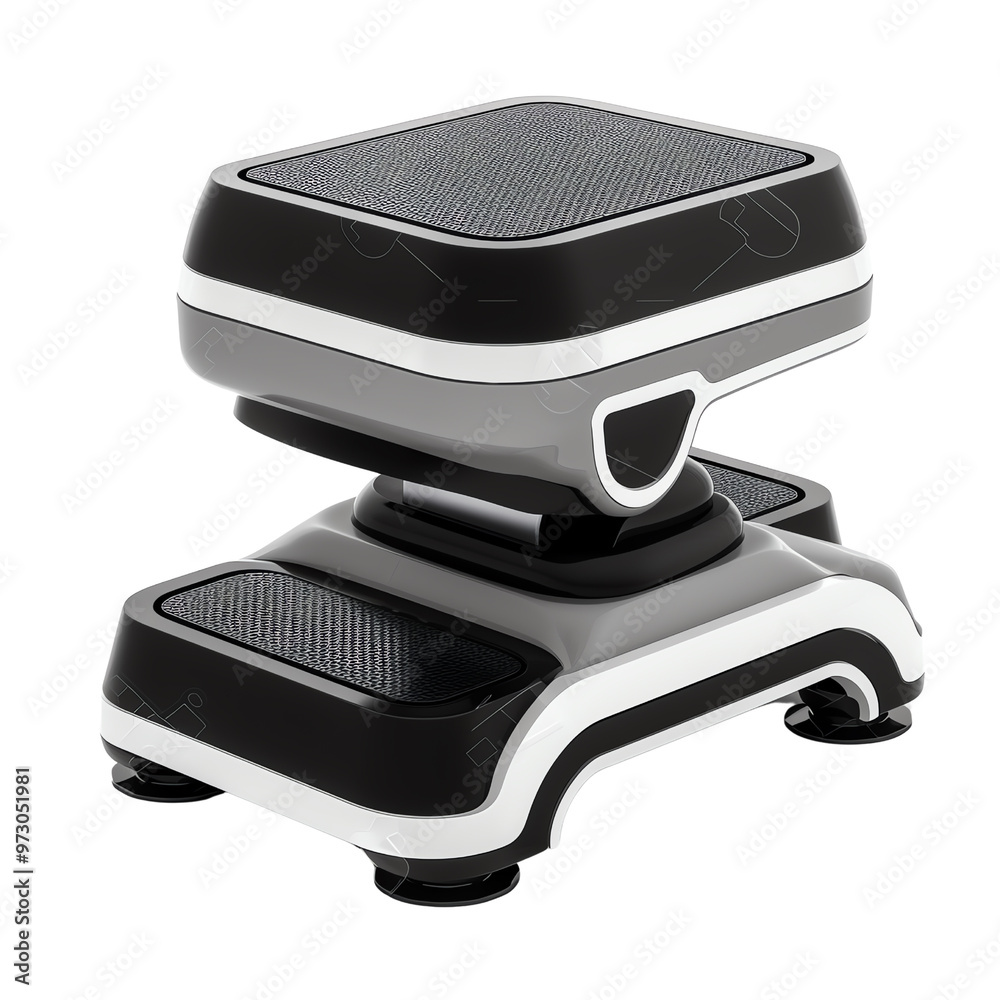 Modern black-and-white exercise step platform isolated on white background, ideal for fitness and workout routines., transparent background Modern black-and-white exercise step platform isolated on white background, ideal for fitness and workout routines., transparent background
