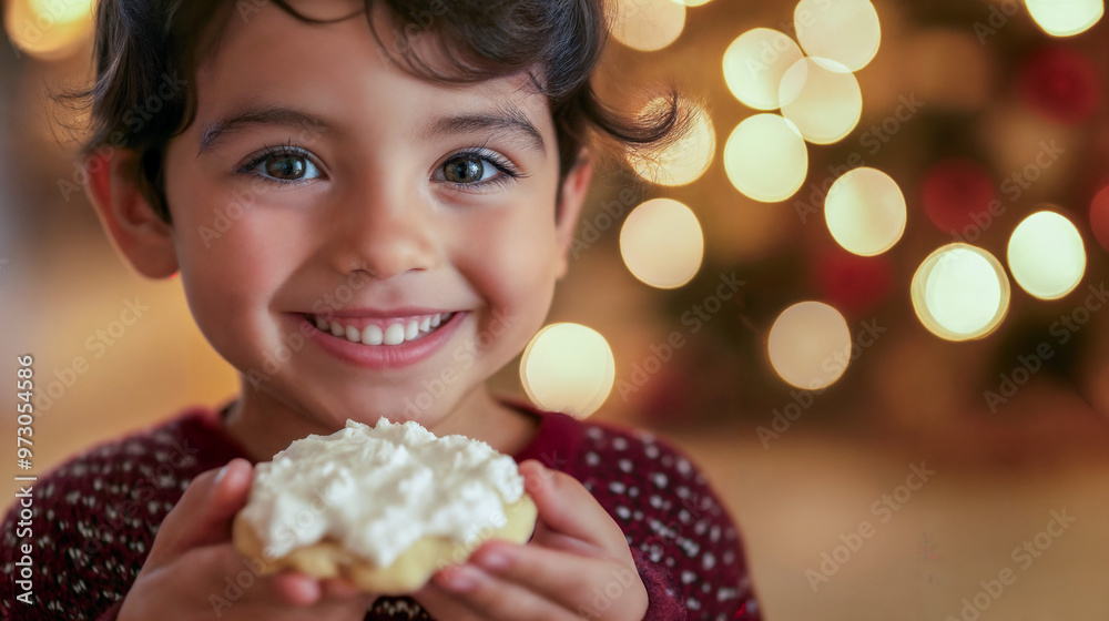 Happy child with chrismas holiday homemade cookie. Adorable curly hair smiling boy girl. Baking. Happy child with chrismas holiday homemade cookie. Adorable curly hair smiling boy girl. Baking.