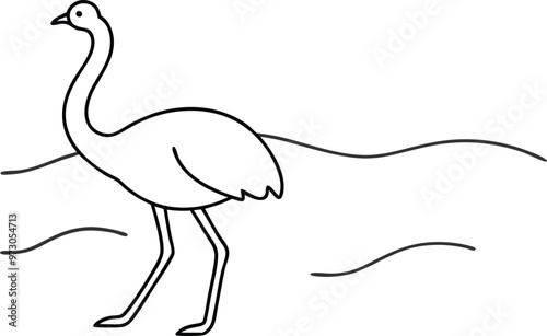 Desert Ostrich Run Exciting Vector Art for Kids Coloring Fun
 photo