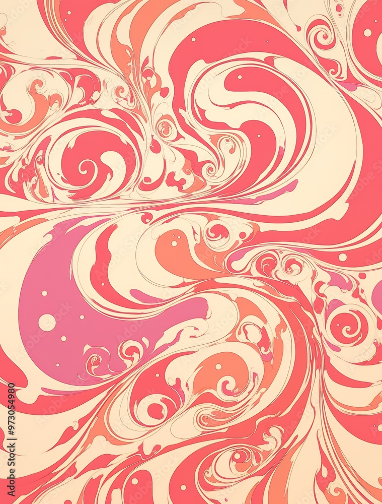 Abstract marbled pattern with pink, coral, and cream swirls. Abstract marbled pattern with pink, coral, and cream swirls.