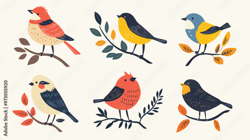 Obraz premium Birds Banners Minimalistic Creativity and Design 