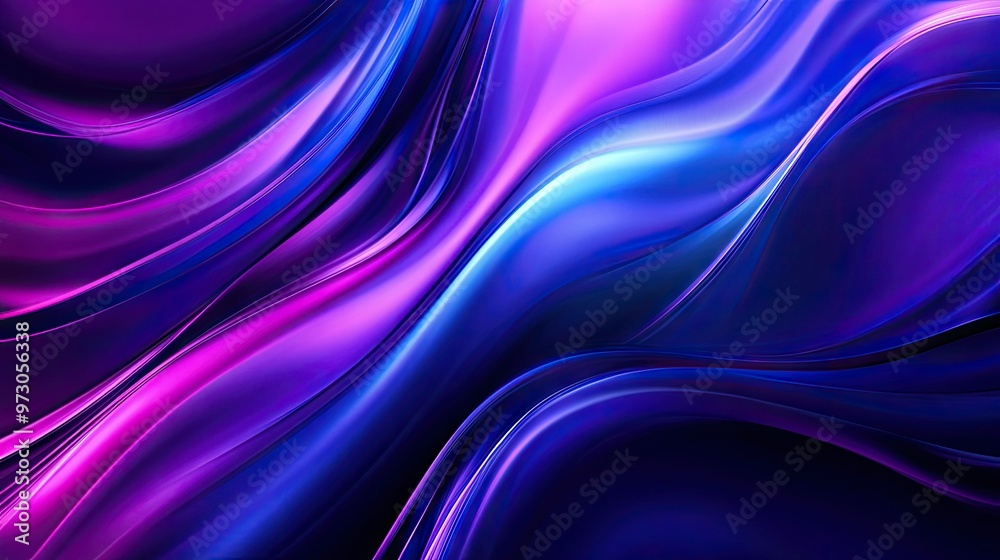 Obraz premium A fluid, abstract background with flowing lines in shades of purple and blue, creating a sense of motion.