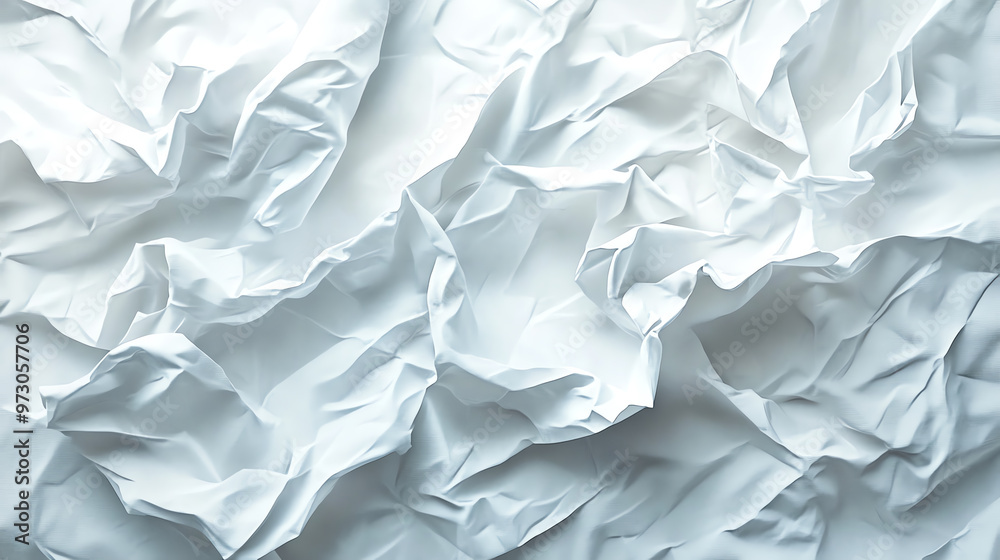 Fototapeta premium Create a striking image of a tilted angle view of crumpled sheet, featuring intricate creases and shadows in a realistic style